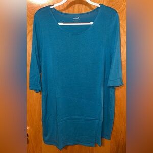 Pure Jill J. Jill jade blue/green 3/4 sleeve knit wrap tunic Size Large cotton